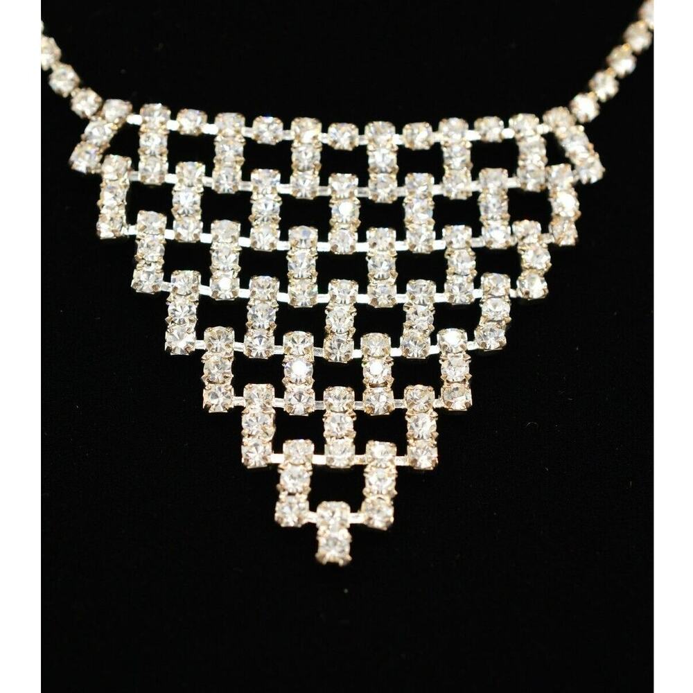 Vintage Crystal Collar Necklace Necklace Rhinestone Sparkling NOS 1980s BinA
